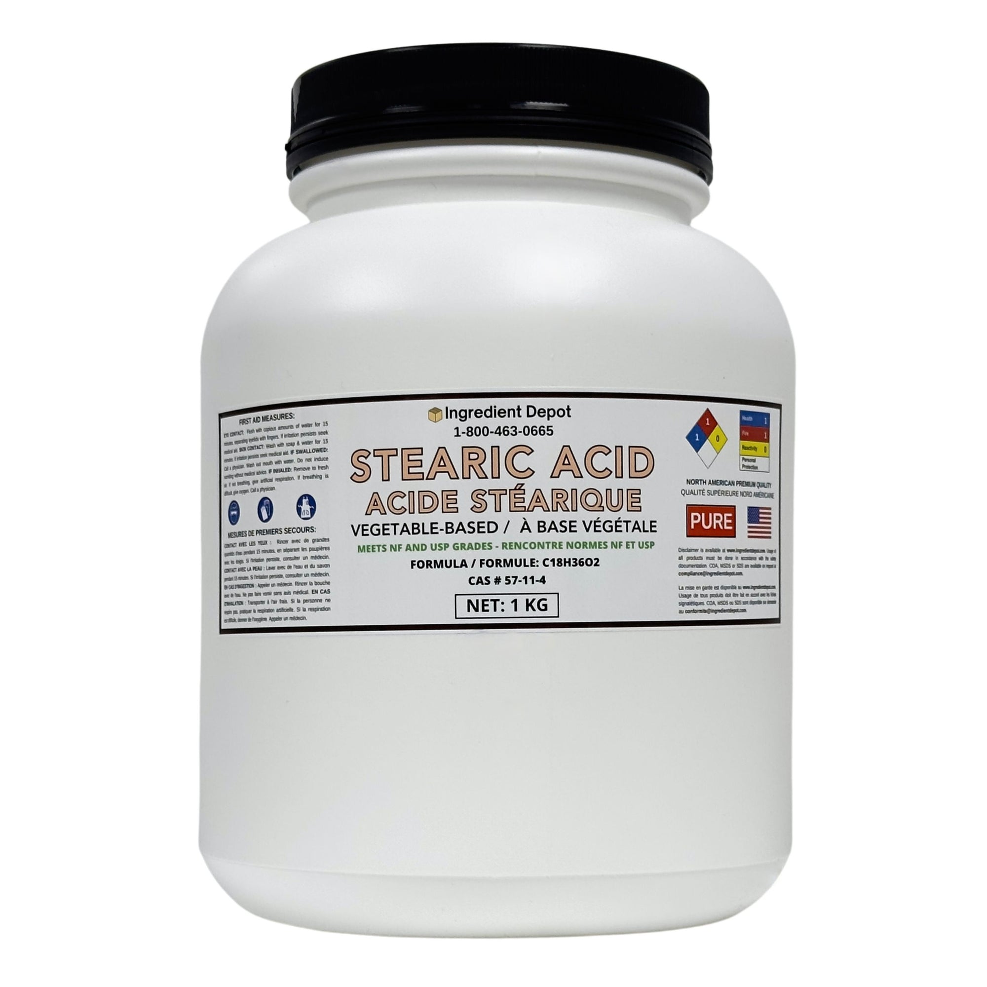 Stearic Acid, Vegetable-Based, NF and Food Grade 1 kg