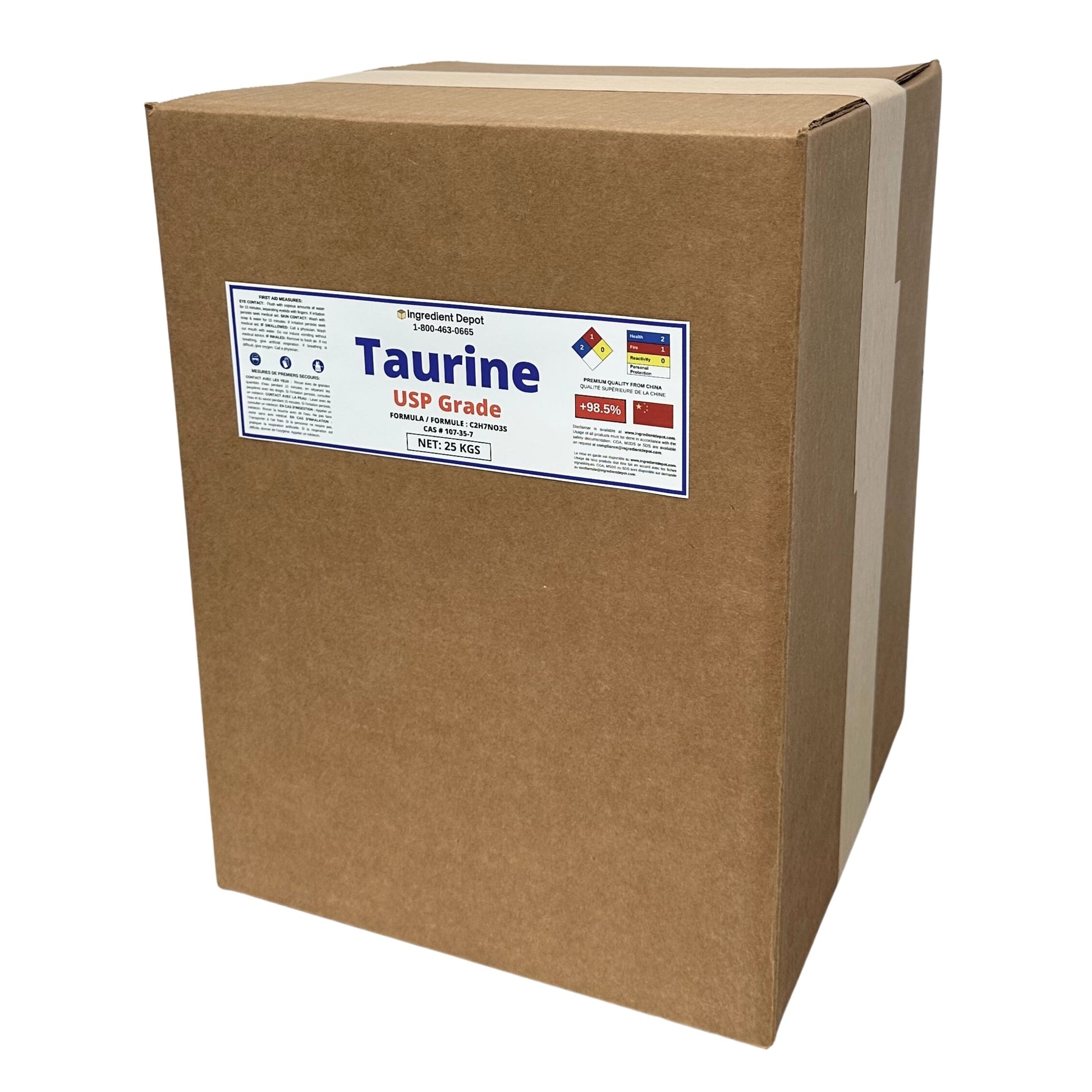 Taurine Powder 25 kgs - IngredientDepot.com