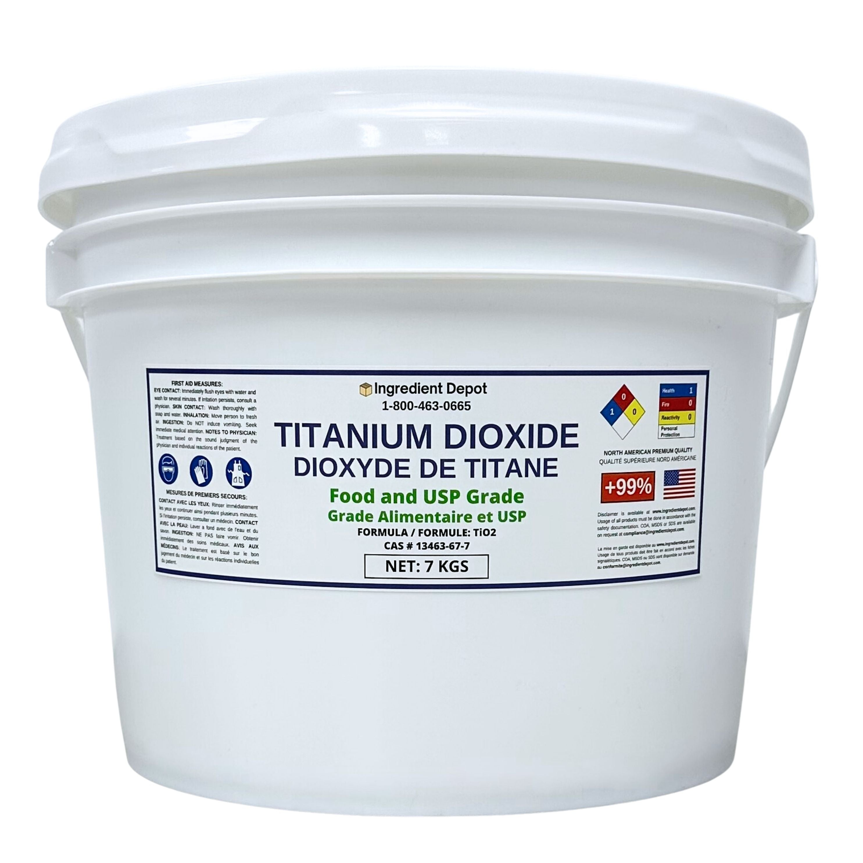 Tio2 Packaging Container Titanium Dioxide Food and USP Grade 7 kgs – Ingredient Depot