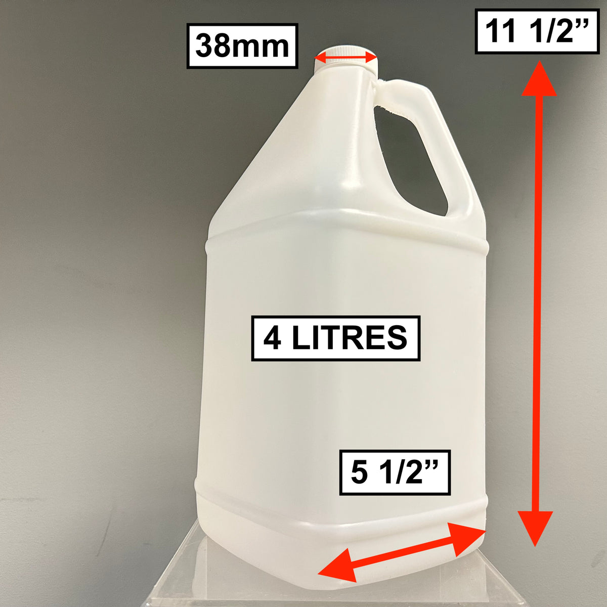 Bidons en plastique PEHD de 4 L et bouchons blancs — Lot de 24