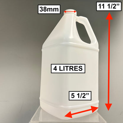 Bidons en plastique PEHD de 4 L et bouchons blancs — Lot de 24