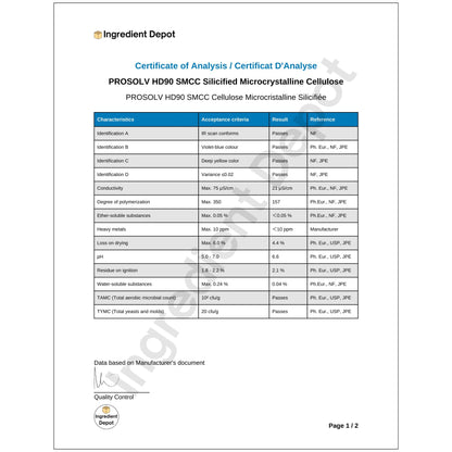 PROSOLV SMCC HD90 Cellulose Microcristalline Silicifiée 20 kgs