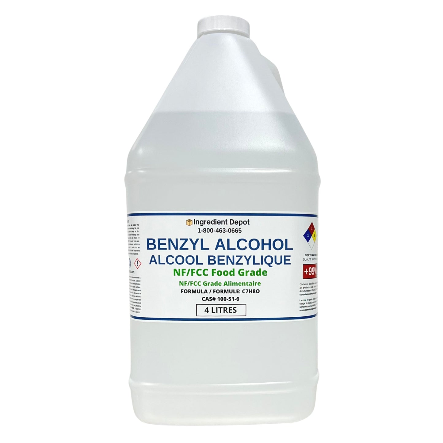 Benzyl Alcohol Food Grade 4 litres - IngredientDepot.com