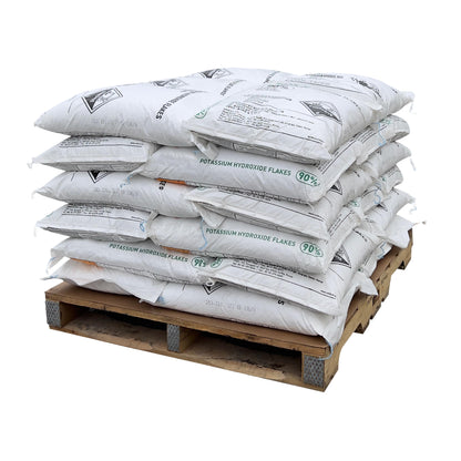 Potassium Hydroxide (Caustic Potash or KOH) Flakes - 22.68 kgs Bag(s) on a Pallet - IngredientDepot.com